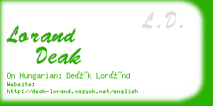lorand deak business card